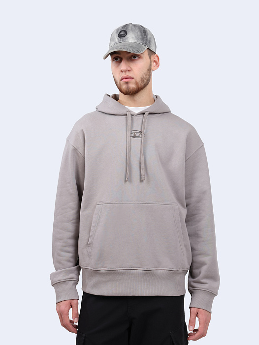 Худи Diesel A098560BMBJ9BX серое мужское из хлопка — купить в интернет-магазине Verdistore