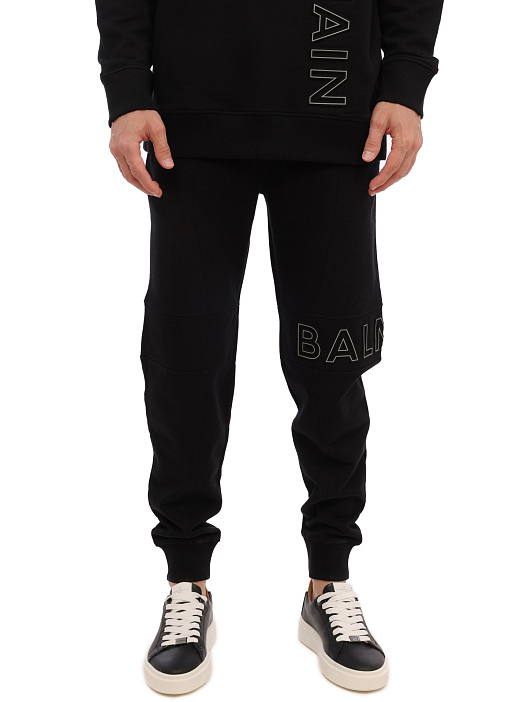 Брюки спортивные Balmain BH1OB235BC22 EBP черные мужские с логотипом — купить в интернет-магазине Verdistore