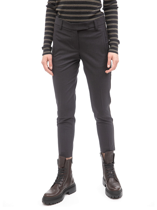 Брюки Brunello Cucinelli M0W07P1645 темно-серые женские — купить в интернет-магазине Verdistore