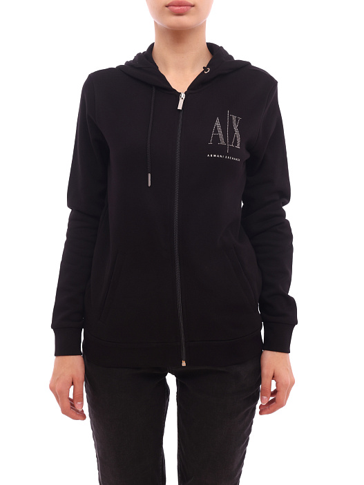 Мастерка Armani Exchange 8NYM21 YJ68Z 1200 черная женская с логотипом — купить в интернет-магазине Verdistore