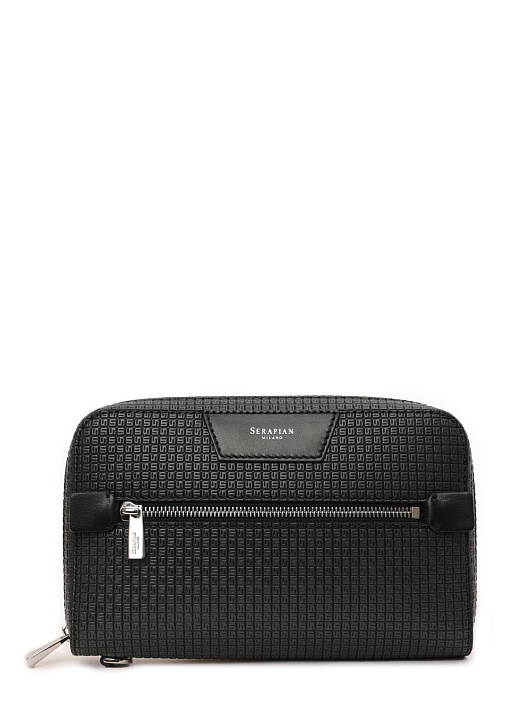 Клатч кожаный с серебряной фурнитурой и карманами — купить в интернет-магазине Verdistore