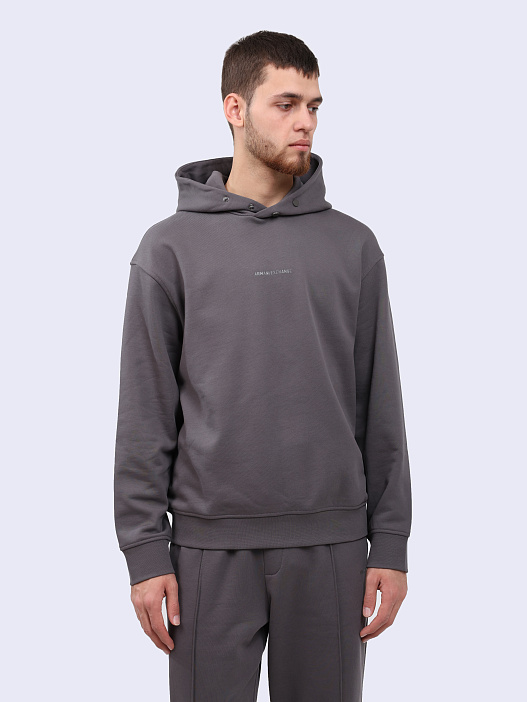 Худи Armani Exchange 6DZMLJ ZJ4XZ 19AA серое мужское из хлопка — купить в интернет-магазине Verdistore