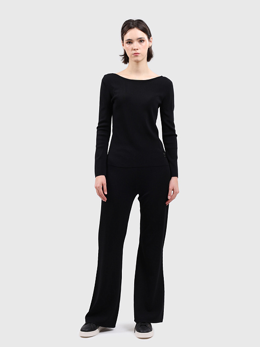 Брюки Armani Exchange XW000050 AF10352 UC001 черные женские клеш — купить в интернет-магазине Verdistore
