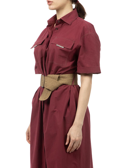 Платье Brunello Cucinelli MH127AFM24 C9488 бордовое женское с поясом — купить в интернет-магазине Verdistore