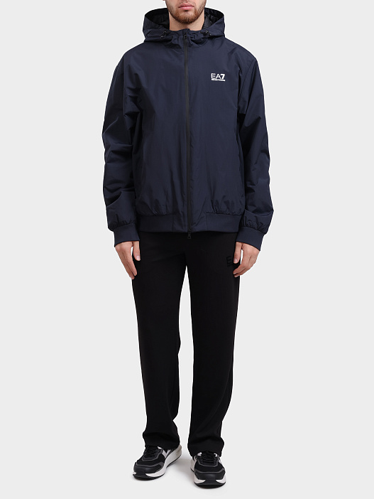 Ветровка EA7 8NPB21 PNFZZ синяя мужская с капюшоном — купить в интернет-магазине Verdistore