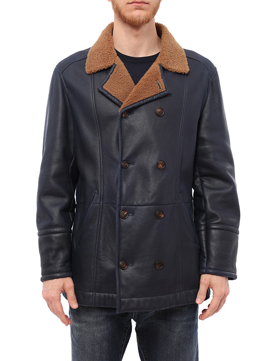 Дубленка Brunello Cucinelli MPMRN1651 C8007 темно-синяя мужская из кожи — купить в интернет-магазине Verdistore