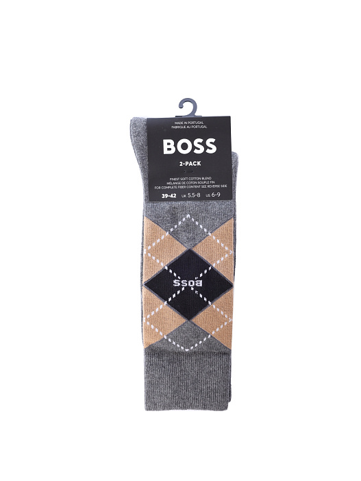 Носки Boss 50478352 032 серые мужские с клеткой-аргайл — купить в интернет-магазине Verdistore