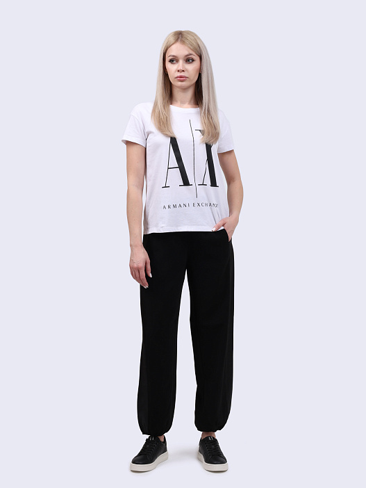 Брюки Armani Exchange 6DYP36 YN5YZ 1200 черные женские с атласными вставками — купить в интернет-магазине Verdistore