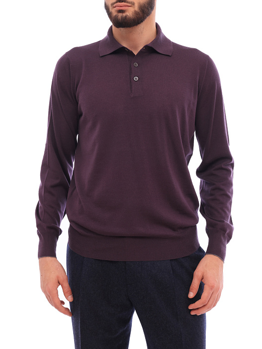 Поло Brunello Cucinelli M2400295 CF347 фиолетовое мужское из шерсти — купить в интернет-магазине Verdistore