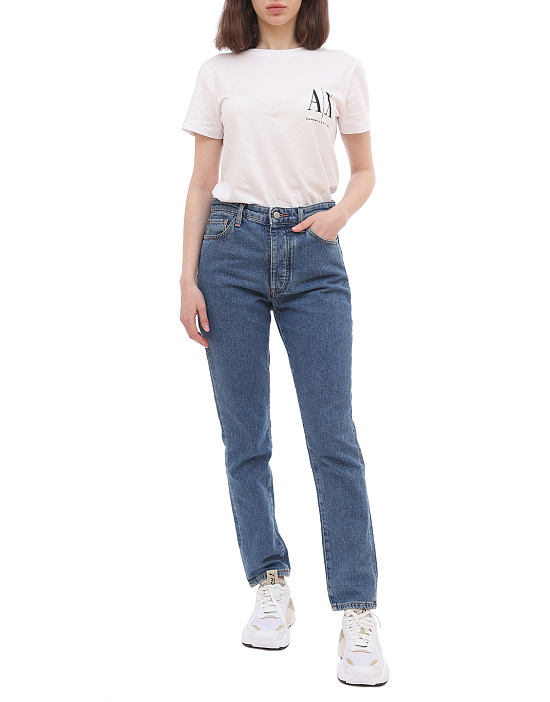 Джинсы Armani Exchange 3HYJ51 синие женские с завышенной посадкой — купить в интернет-магазине Verdistore
