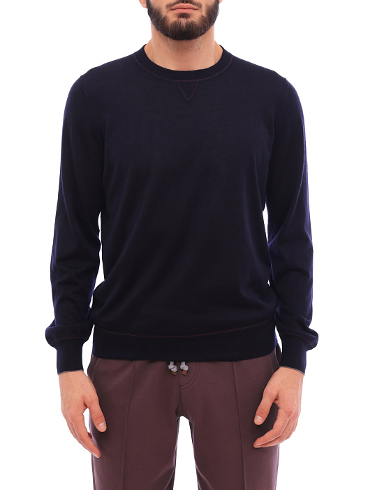 Свитер Brunello Cucinelli M2300240 CJU42 темно-синий мужской кашемировый — купить в интернет-магазине Verdistore