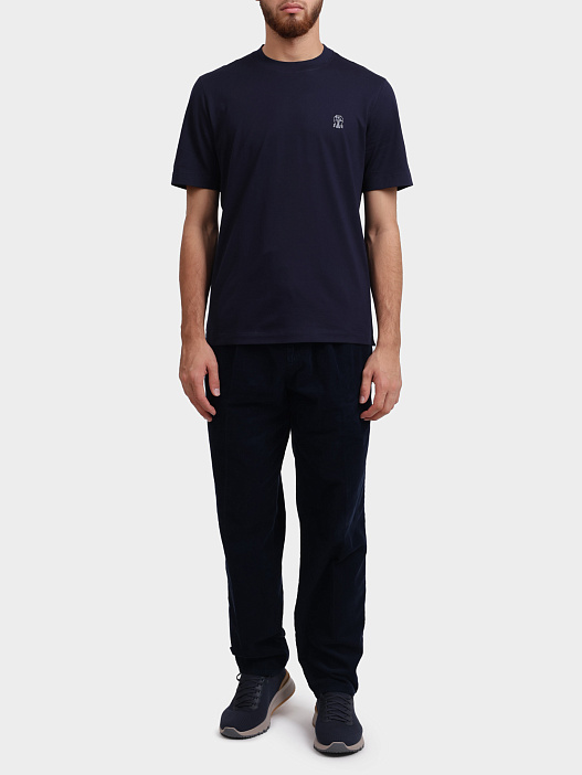 Футболка Brunello Cucinelli M0B138440 C6134 синяя мужская с логотипом — купить в интернет-магазине Verdistore