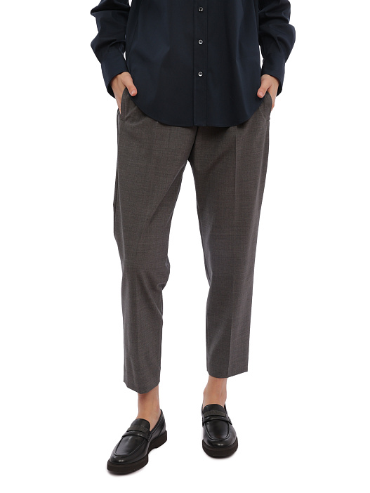 Брюки Brunello Cucinelli M0W07B1031 C010 серые женские из шерсти — купить в интернет-магазине Verdistore
