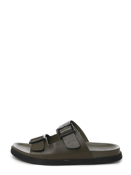 Тапочки хаки кожаные с ремнями для регулировки  — купить в интернет-магазине Verdistore