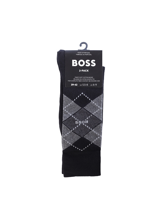 Носки Boss 50478352 001 черные мужские с клеткой-аргайл — купить в интернет-магазине Verdistore