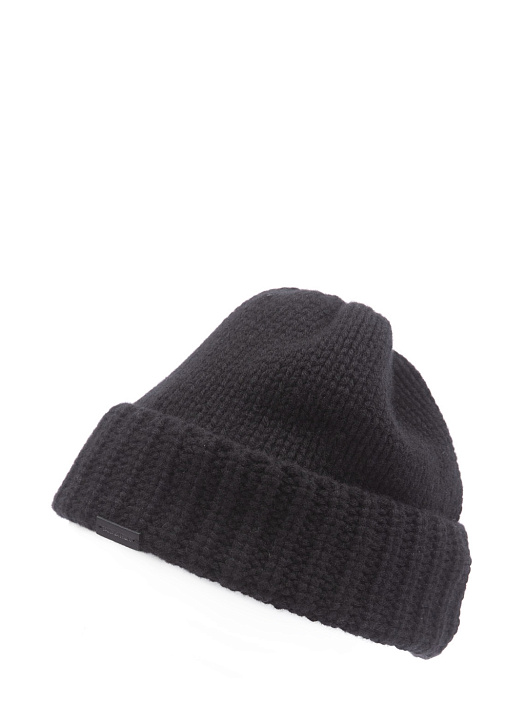 Кашемировая шапка с широким отворотом черная  — купить в интернет-магазине Verdistore