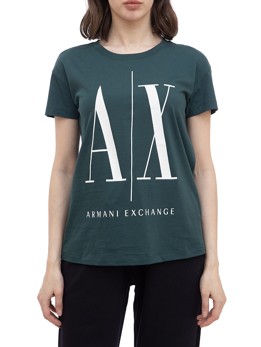 Футболка Armani Exchange 8NYTCX зеленая женская с логотипом — купить в интернет-магазине Verdistore