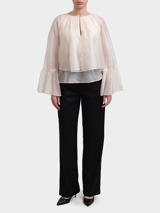 Блузка Liu-Jo WHITE LABEL WA6400 T435A 10605 белая женская полупрозрачная объёмными рукавами — купить в интернет-магазине Verdistore