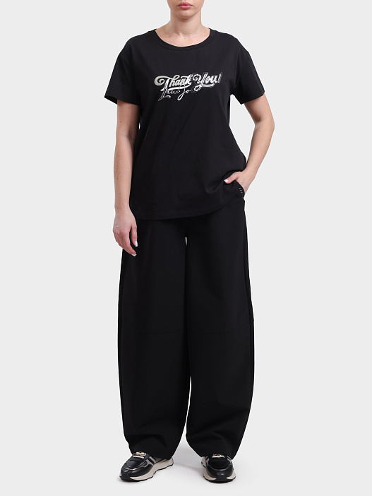 Футболка Liu-Jo TF5279 JS003 M9774 черная женская из хлопка — купить в интернет-магазине Verdistore