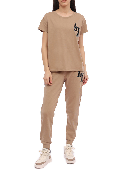 Футболка Armani Exchange 6RYT38 YJ7VZ 0748 бежевая женская из хлопка — купить в интернет-магазине Verdistore