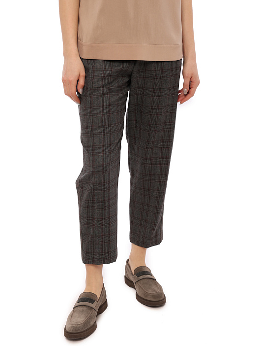 Брюки Brunello Cucinelli MA109P6692 клетчатые женские из шерсти — купить в интернет-магазине Verdistore