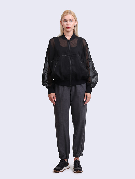 Брюки Brunello Cucinelli M0W07P8108 C4078 серые женские на резинке — купить в интернет-магазине Verdistore