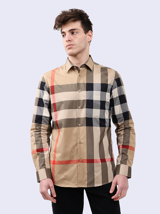 Рубашка Burberry 8071445 A7028 хлопковая мужская в клетку — купить в интернет-магазине Verdistore