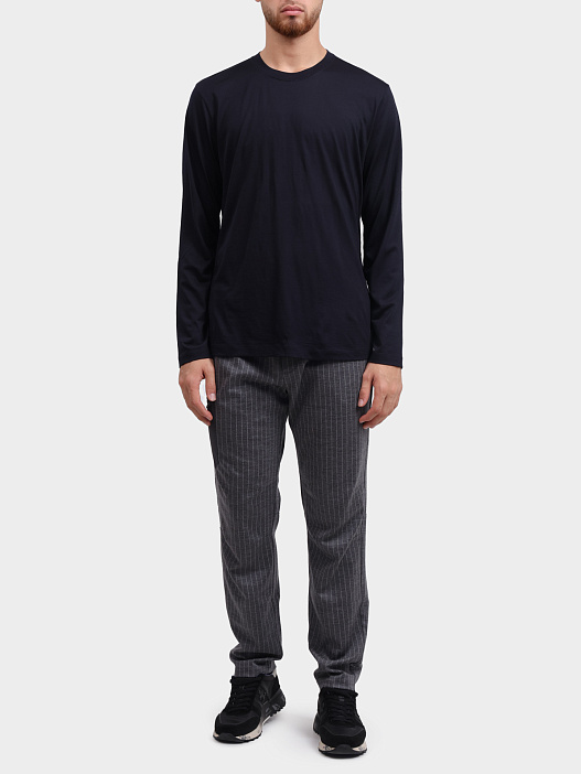 Лонгслив Sease LR040TJ014 B62 темно-синий мужской из шерсти — купить в интернет-магазине Verdistore