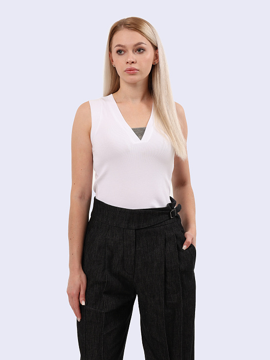 Топ Brunello Cucinelli M0TC8EL672 C159 белый женский из хлопка — купить в интернет-магазине Verdistore