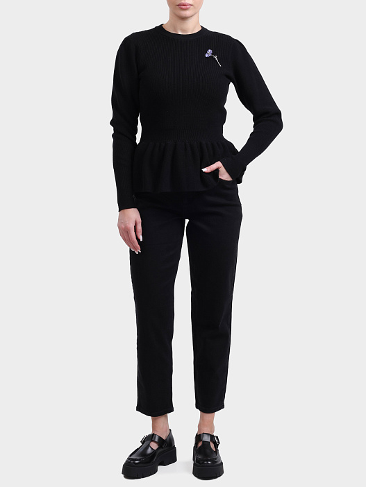 Джемпер Hugo 50554066 001 черный женский с баской — купить в интернет-магазине Verdistore