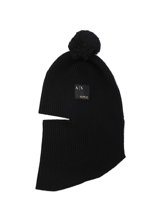 Балаклава Armani Exchange 944668 2F301 00020 черная из шерсти — купить в интернет-магазине Verdistore