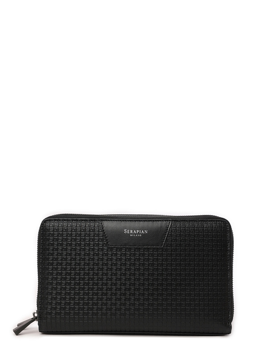 Портмоне кожаное черное с монограммным логотипом — купить в интернет-магазине Verdistore