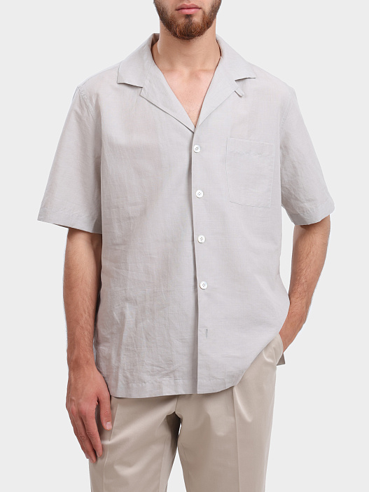 Рубашка KLOP ESC1923 910 светло-серая из льна и хлопка — купить в интернет-магазине Verdistore