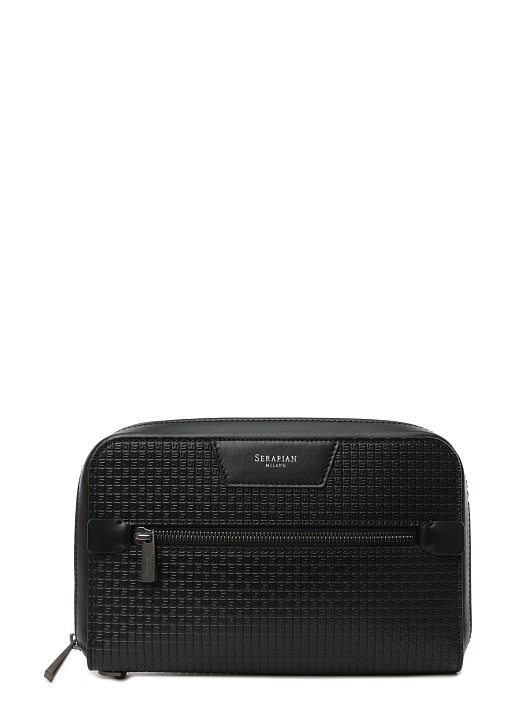 Косметичка черная кожаная с монограммным логотипом — купить в интернет-магазине Verdistore