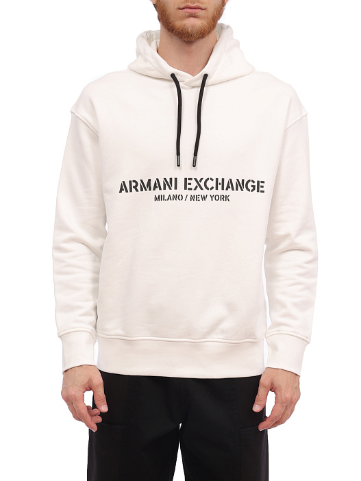 Худи Armani Exchange 6RZMLE ZJ4XZ 1116 белое мужское с логотипом — купить в интернет-магазине Verdistore