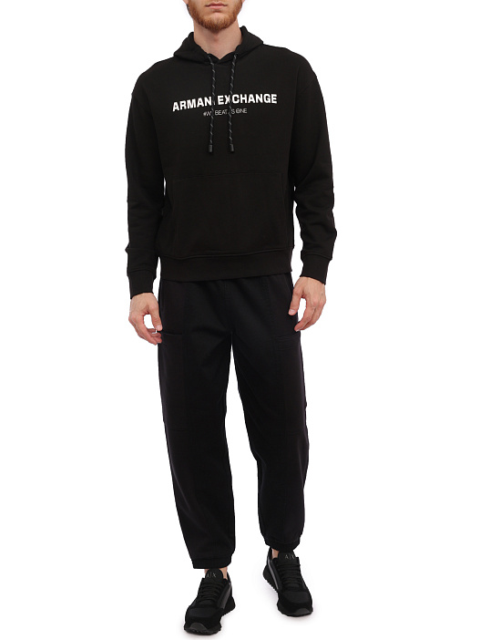 Худи Armani Exchange 6RZMHF ZJDGZ 1200 черное мужское с капюшоном — купить в интернет-магазине Verdistore