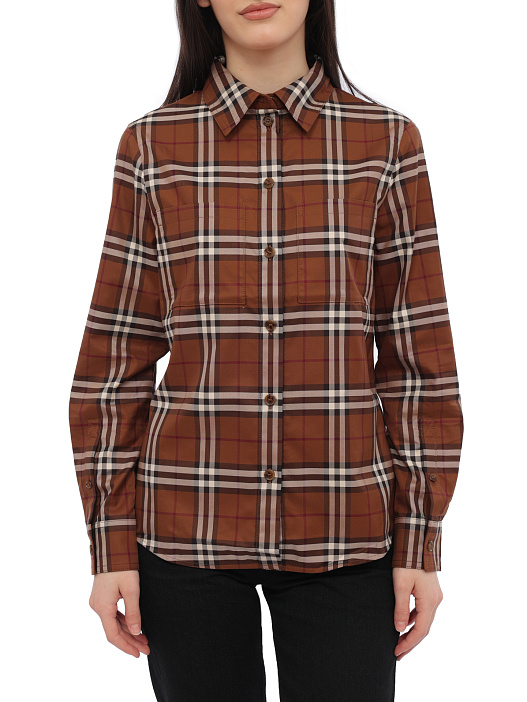 Рубашка Burberry 8063163 A9011 хлопковая женская в клетку — купить в интернет-магазине Verdistore