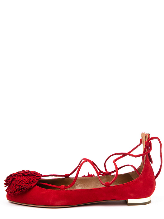 Балетки Aquazzura Sunshine Flat F00 красные женские замшевые — купить в интернет-магазине Verdistore