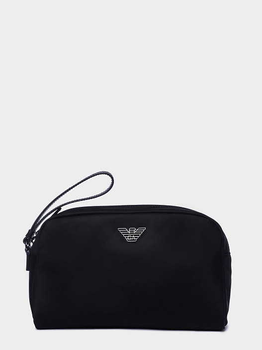 Косметичка Emporio Armani EM001810 AF13454 UC001 черная мужская с металлическим логотипом  — купить в интернет-магазине Verdistore