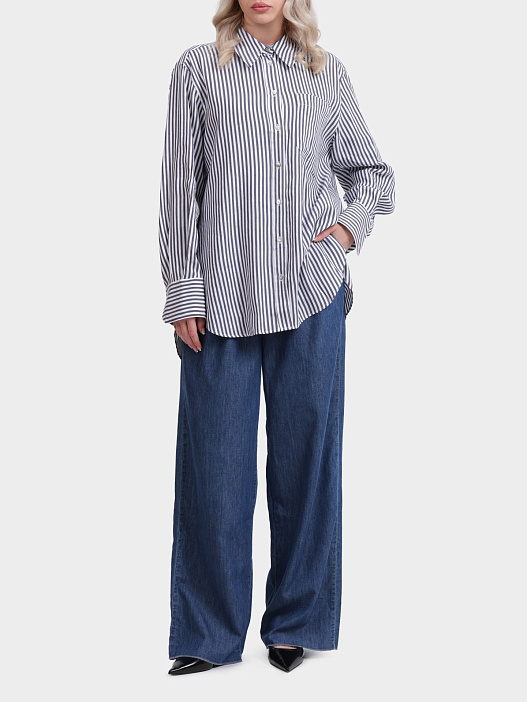 Рубашка INES 002 из вискозы в полоску  — купить в интернет-магазине Verdistore