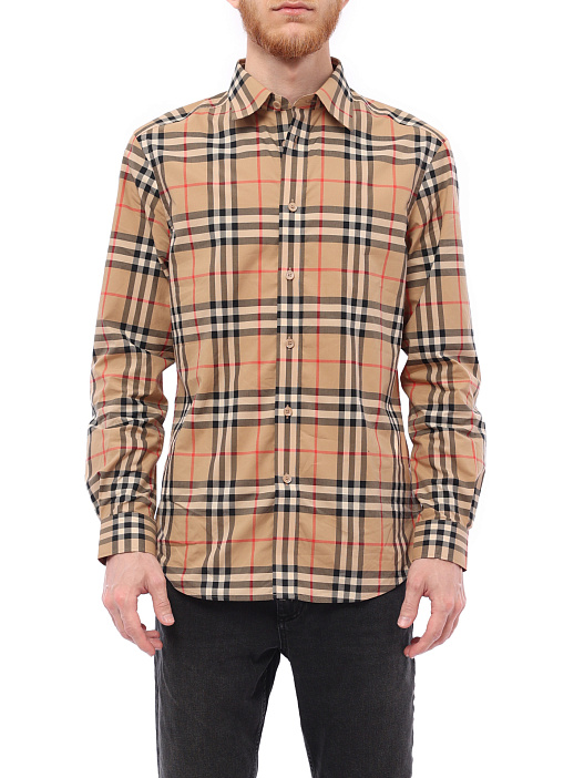 Рубашка Burberry 8020863 A7028 хлопковая мужская в клетку — купить в интернет-магазине Verdistore