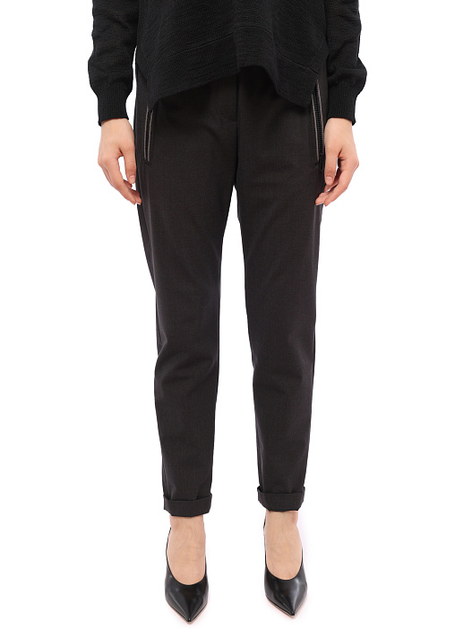 Брюки Brunello Cucinelli MOW07P1919 темно-серые женские с подворотами — купить в интернет-магазине Verdistore