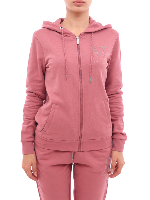 Мастерка Armani Exchange 8NYM21 YJ68Z 1493 розовая женская с логотипом — купить в интернет-магазине Verdistore