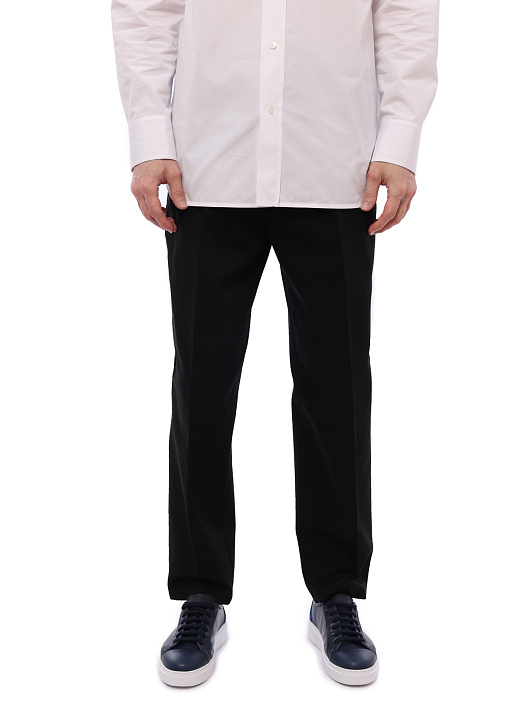 Брюки хлопковые черные прямого кроя со стрелками — купить в интернет-магазине Verdistore