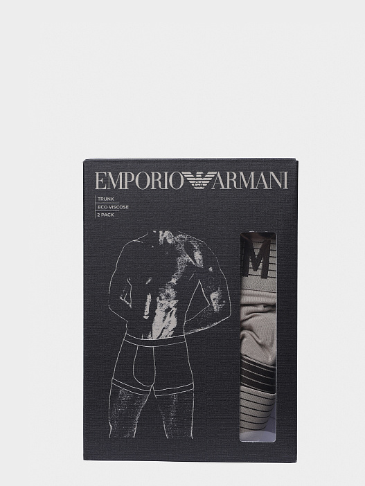 Трусы комплект 2 пары Emporio Armani EM001014 AF18893 M1190 мужской с логотипом на поясе — купить в интернет-магазине Verdistore