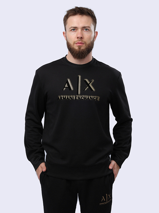 Свитшот Armani Exchange 8NZMSA Z9N1Z 1200 черный мужской с логотипом — купить в интернет-магазине Verdistore