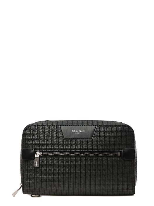 Косметичка черная кожаная с монограммным логотипом — купить в интернет-магазине Verdistore