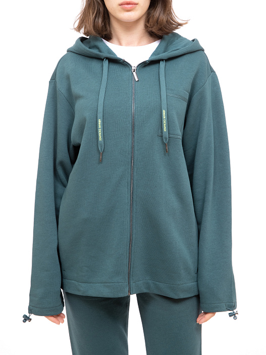 Мастерка Armani Exchange 3KYM78 YJ9HZ 1813 зеленая женская с логотипом на капюшоне — купить в интернет-магазине Verdistore