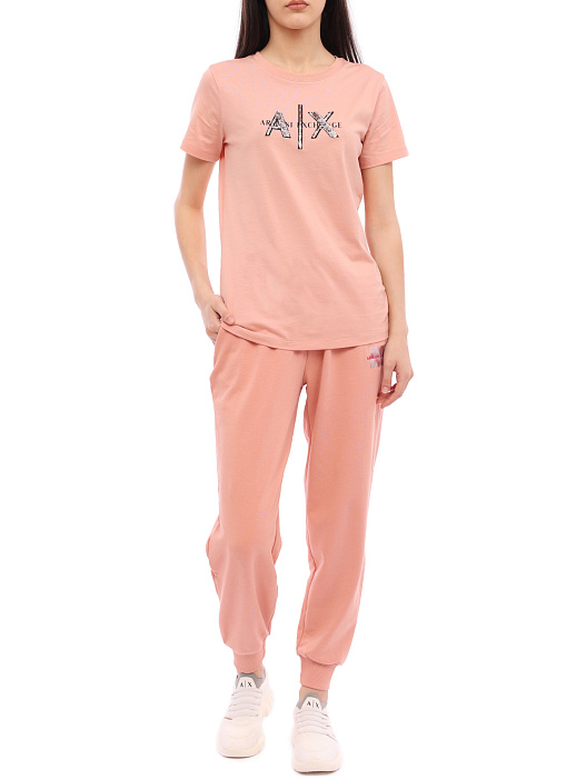 Футболка Armani Exchange 3RYTBQ YJG3Z 14AO персиковая женская с пайетками — купить в интернет-магазине Verdistore