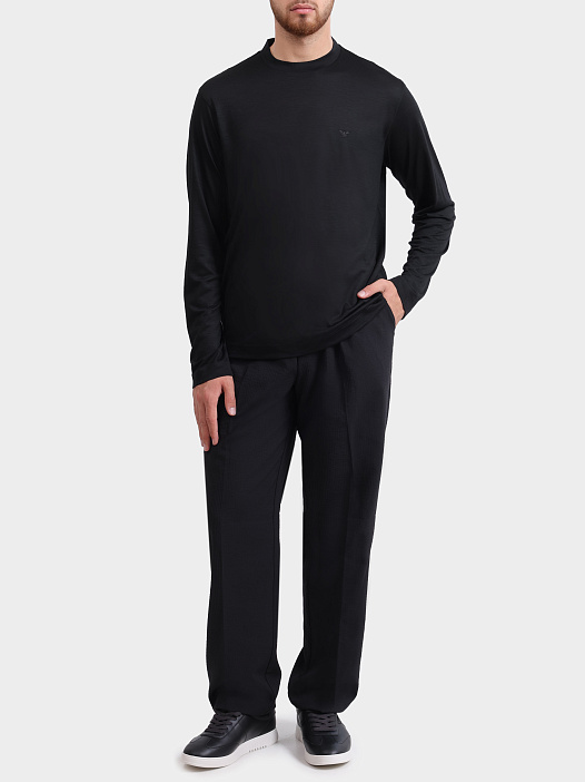 Лонгслив Emporio Armani EM004516 AF22405 UC001 черный мужской из шерсти — купить в интернет-магазине Verdistore